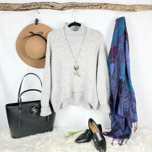 H&m Oversized Slouchy Turtleneck Knit Sweater, Grey Size Small